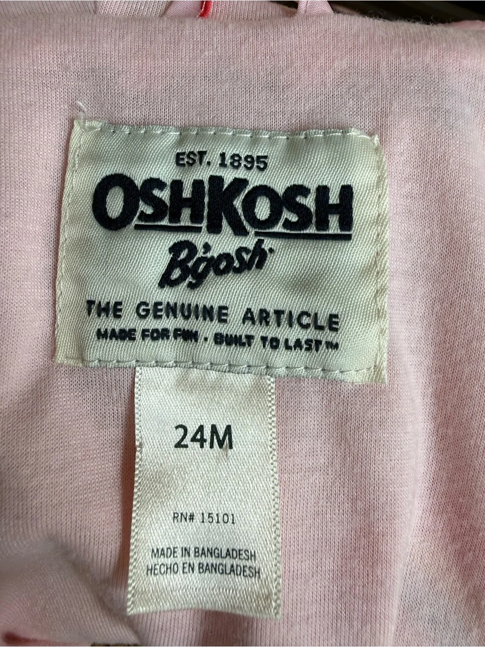 OshKosh B'gosh Toddler Rain Jacket Soft Pink with Rainbows 24M